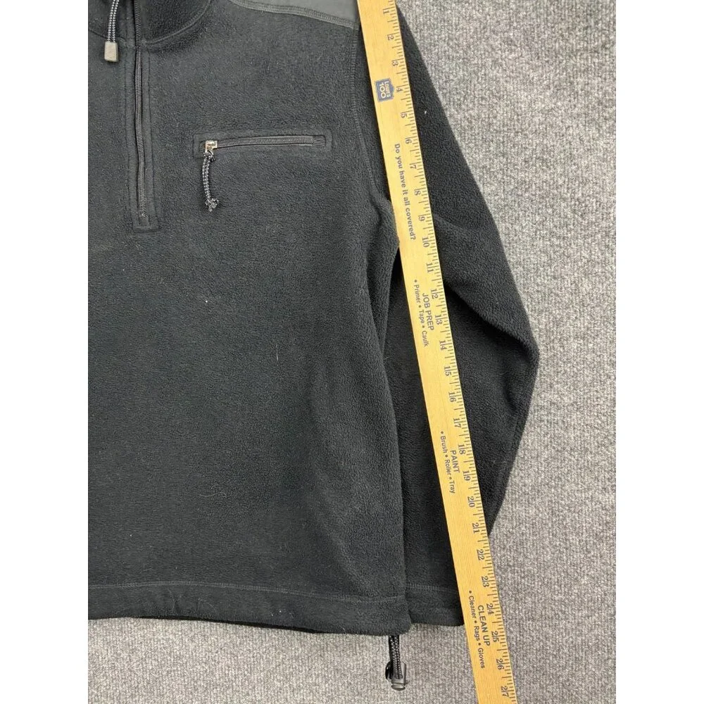 J.Crew Pullover Mens‎ Medium Black Fleece Quarter Zip Chest Pocket Shoulder Yoke